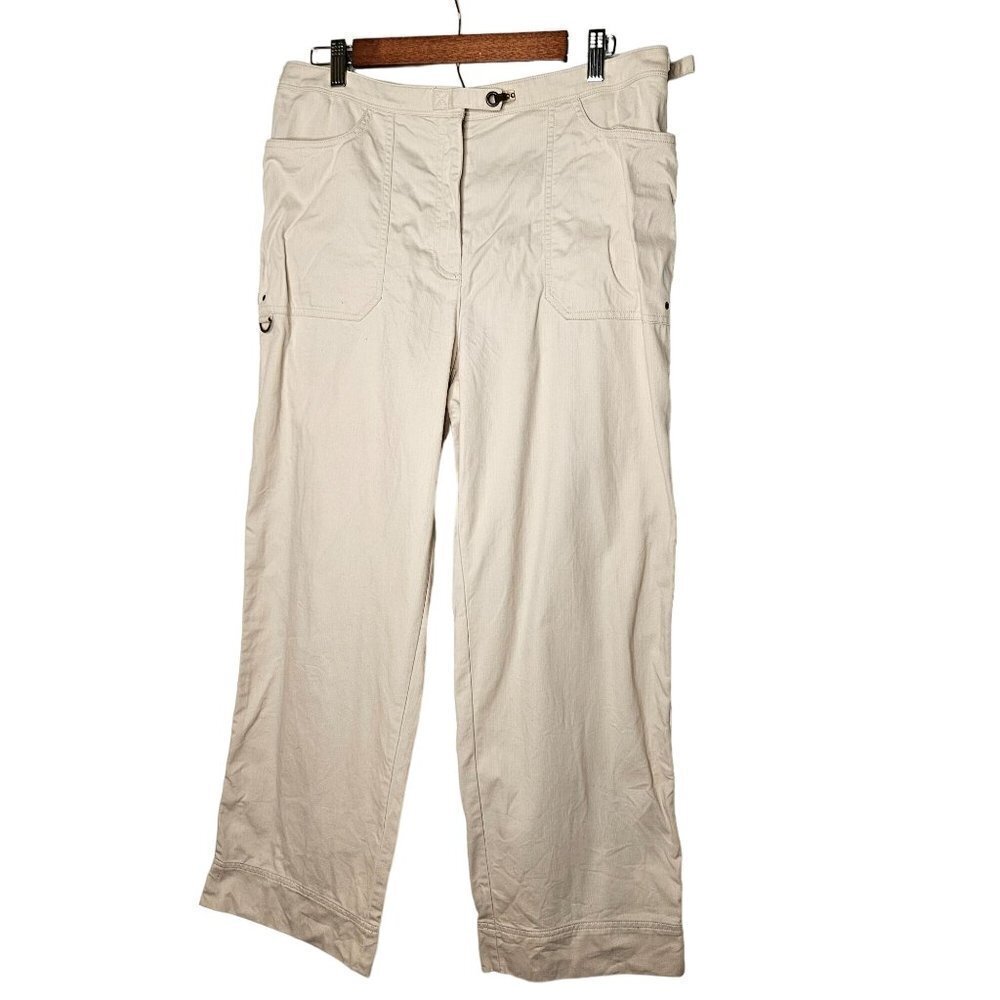 Bali Lauren Ralph Lauren Size 14 Beige‎ Cotton Pant Trouser Adjustable Waist